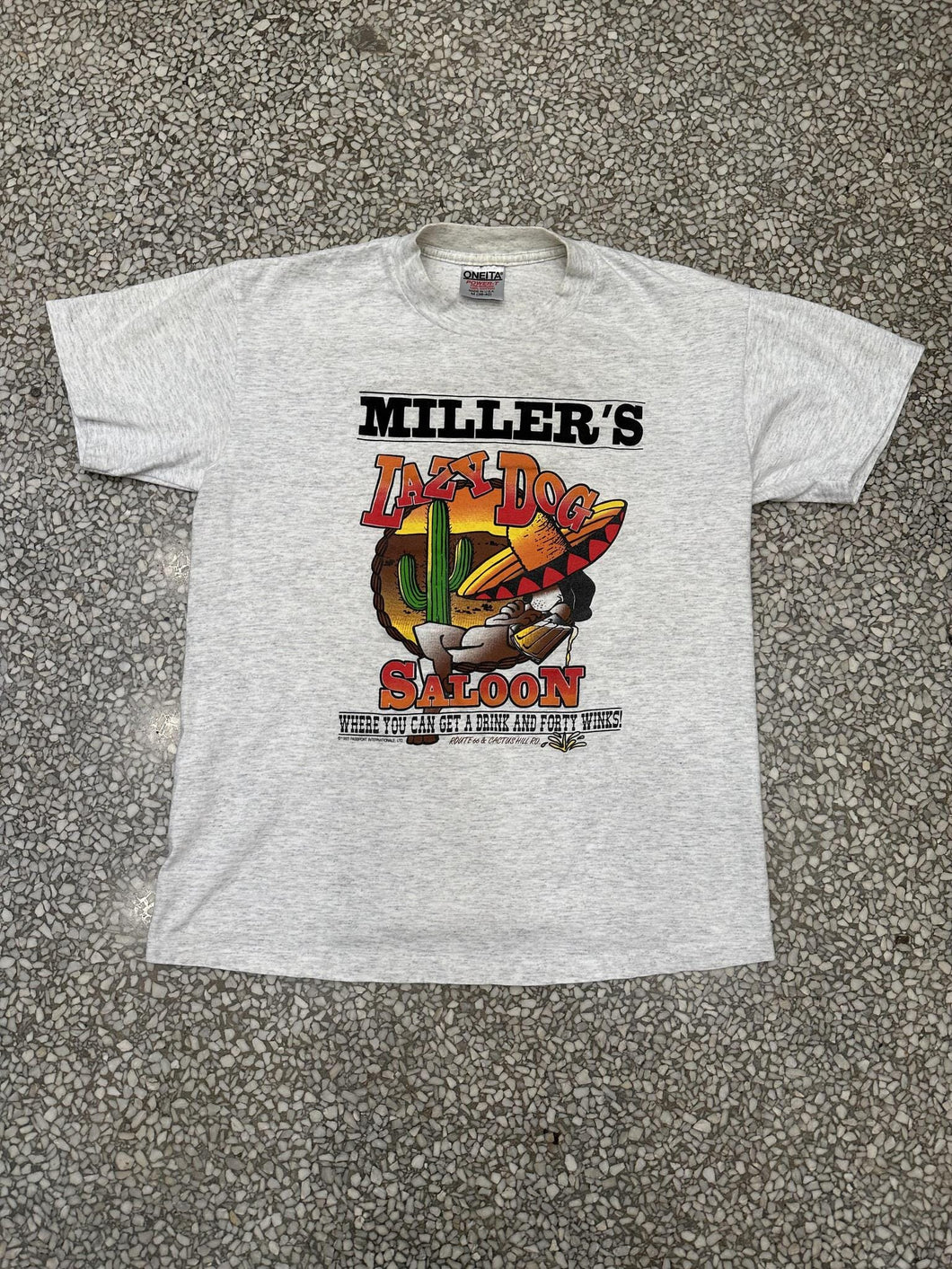 Miller's Lazy Dog Saloon Vintage 1993 Tee Grey ABC Vintage 