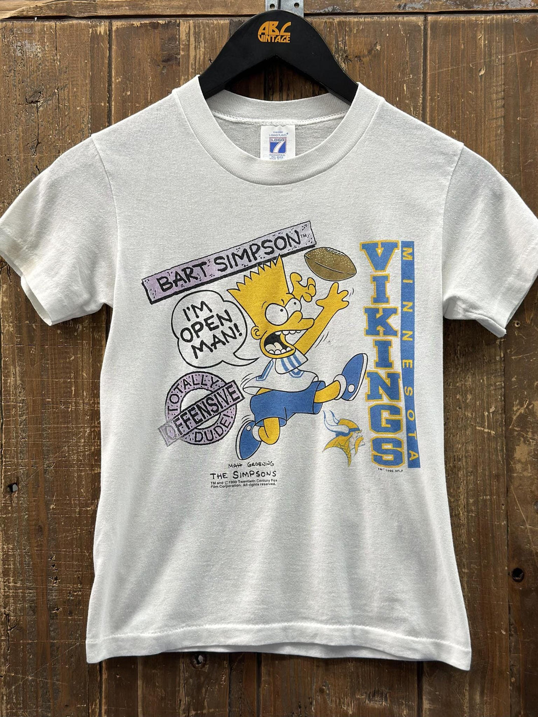 Minnesota Vikings Vintage 1990 Bart Simpson Youth Tee Paper Thin ABC Vintage 