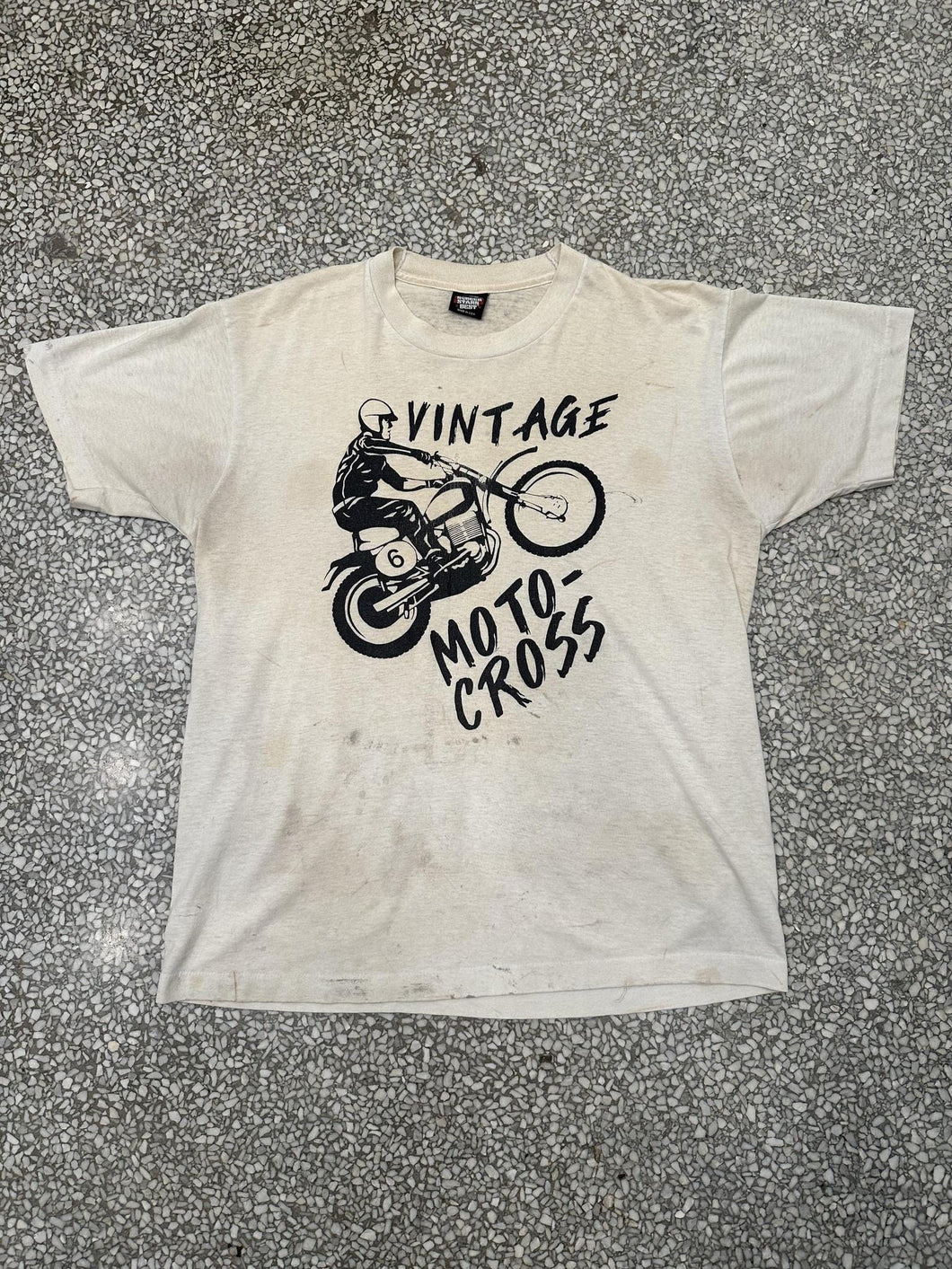 Moto-Cross Vintage 90s Tee Paper Thin Tan ABC Vintage 