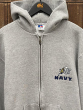Load image into Gallery viewer, Navy Midshipmen Vintage 90s Russell Zip Up Hoodie Grey ABC Vintage 