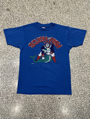 New England Patriots Vintage 90s Squish The Fish Tee Faded Blue ABC Vintage 