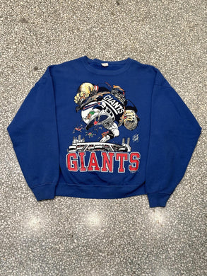 New York Giants Vintage 1988 Jack Davis Crewneck Faded Blue ABC Vintage 