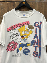 Load image into Gallery viewer, New York Giants Vintage 1990 Bart Simpson I'm Open Man Tee White ABC Vintage 