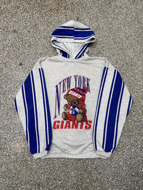 New York Giants Vintage 1994 Puff Print Bear Hoodie Grey ABC Vintage 