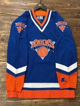 Load image into Gallery viewer, New York Knicks Vintage 90s Starter Hockey Jersey Blue Orange ABC Vintage 