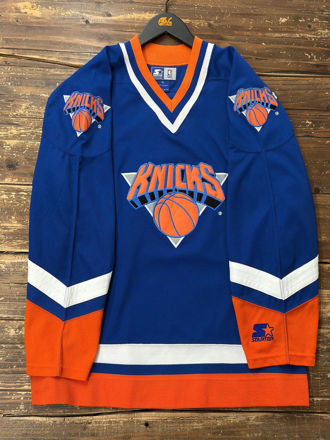 New York Knicks Vintage 90s Starter Hockey Jersey Blue Orange