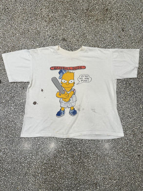 New York Mets Vintage 90s Bart Simpson Baseball Dude Faded Cream ABC Vintage 