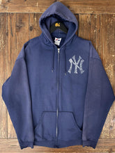 Load image into Gallery viewer, New York Yankees Vintage 90s Majestic Zip Up Hoodie Faded Navy ABC Vintage 