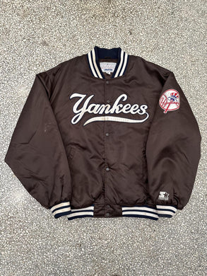 New York Yankees Vintage 90s Starter Satin Bomber Jacket Brown ABC Vintage 