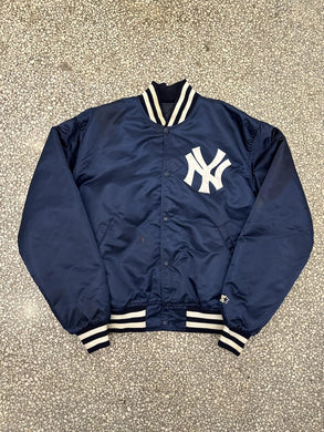 New York Yankees Vintage 90s Starter Satin Bomber Jacket Navy ABC Vintage 