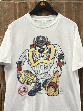 New York Yankees Vintage 90s Taz Tee White ABC Vintage 