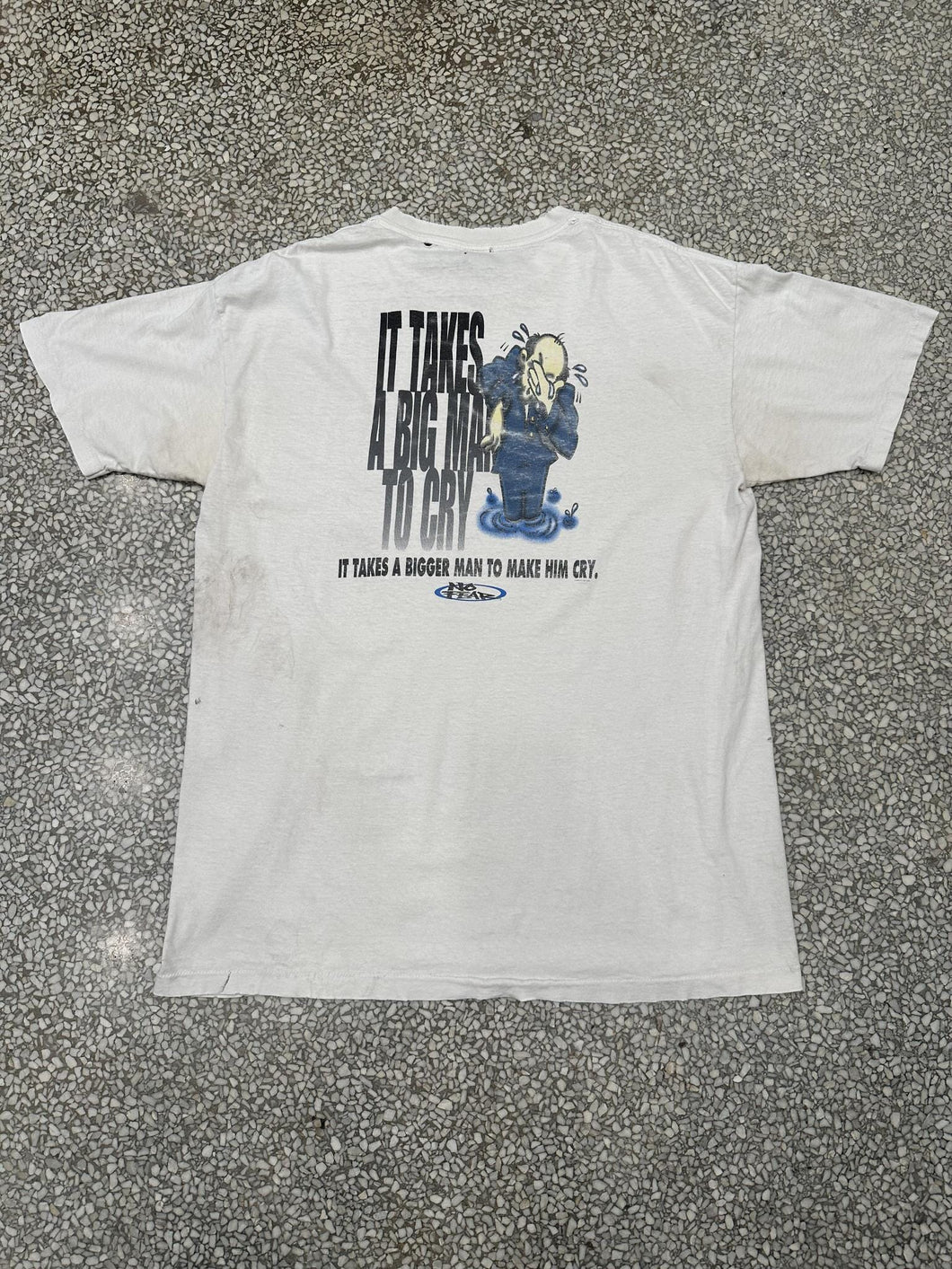 No Fear Vintage 90s It Takes A Big Man To Cry Faded White ABC Vintage 