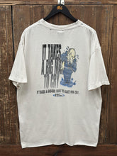 Load image into Gallery viewer, No Fear Vintage 90s It Takes A Bigger Man To Cry Cropped Tee Faded White ABC Vintage 