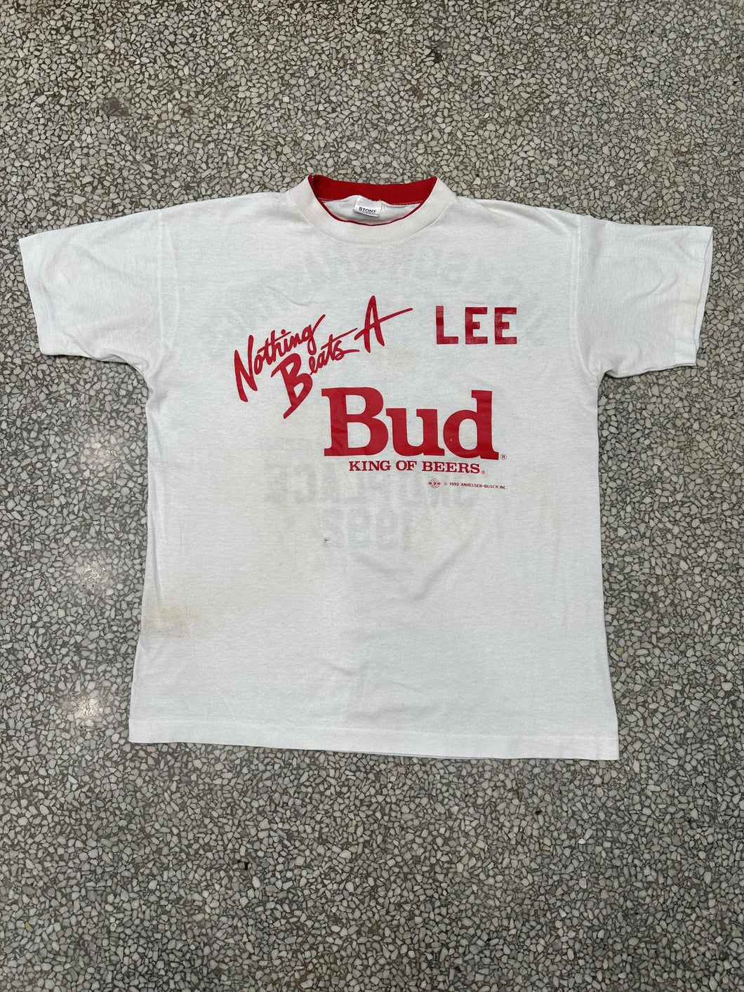 Nothing Beats A Budweiser Vintage 1992 Horseshoe Tournament Tee White ABC Vintage 