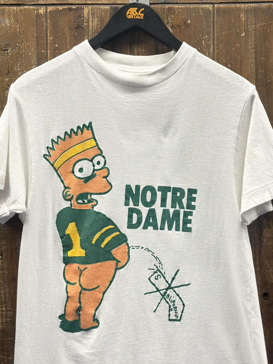 Notre Dame Vintage 90s Bart Simpson Can't Touch This Bootleg Tee White ABC Vintage 