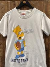 Load image into Gallery viewer, Notre Dame Vintage 90s Bart Simpson Go Out For The Long Bomb Man Faded White ABC Vintage 