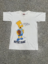 Load image into Gallery viewer, Notre Dame Vintage 90s Bart Simpson Go Out For The Long Bomb Man Faded White ABC Vintage 