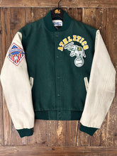 Load image into Gallery viewer, Oakland A's Vintage 80s Chalk Line Varsity Jacket Green Cream ABC Vintage 