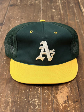 Oakland A's Vintage 80s Trucker Hat Green Yellow ABC Vintage 