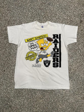 Load image into Gallery viewer, Oakland Raiders Vintage 1990 Bart Simpson I'm Open Man Tee Paper Thin White ABC Vintage 