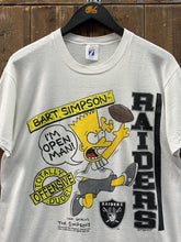 Load image into Gallery viewer, Oakland Raiders Vintage 1990 Bart Simpson I'm Open Man Tee Paper Thin White ABC Vintage 