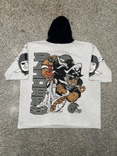 Load image into Gallery viewer, Oakland Raiders Vintage 90s Jack Davis S/S Hooded Tee Grey Black ABC Vintage 