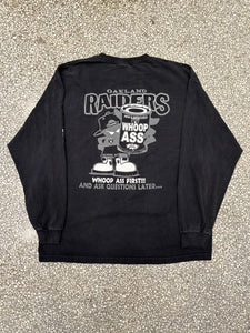 Oakland Raiders Vintage 90s Whoop Ass L/S Tee Faded Black ABC Vintage 