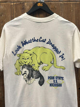 Load image into Gallery viewer, Penn State VS Michigan Wolverines Vintage 80s Look What The Cat Dragged In Cream Volt ABC Vintage 