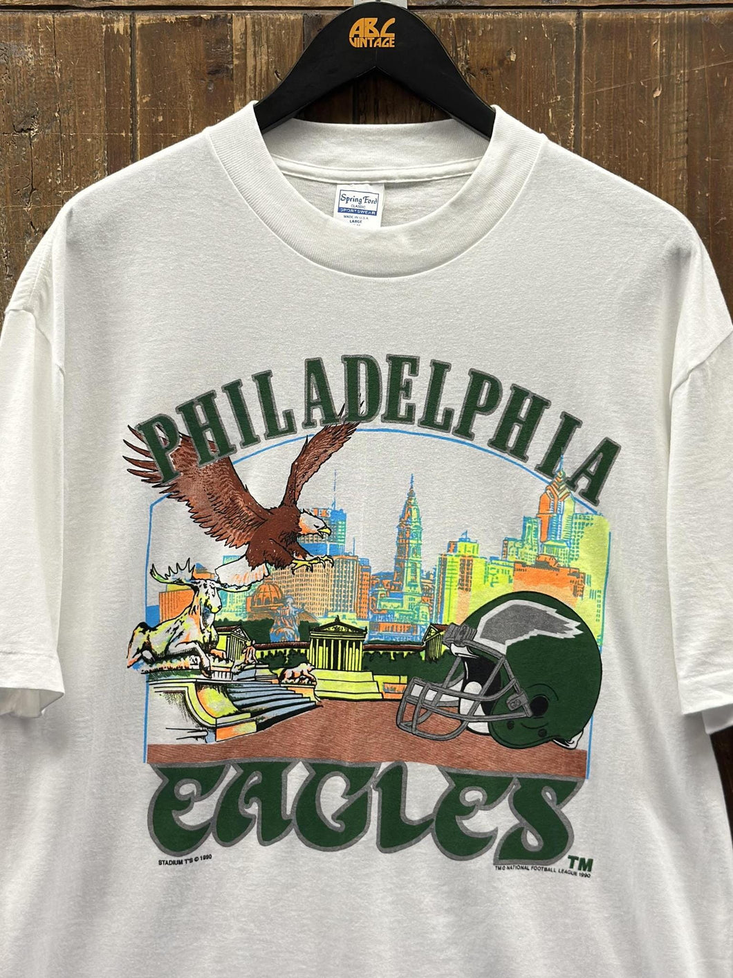 Philadelphia Eagles Vintage 1990 City View Tee White Neon ABC Vintage 