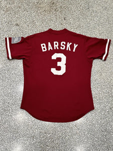 Philadelphia Phillies Barsky #3 Vintage 90s Majestic V-Neck Jersey Maroon ABC Vintage 