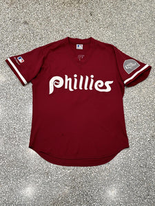 Philadelphia Phillies Barsky #3 Vintage 90s Majestic V-Neck Jersey Maroon ABC Vintage 