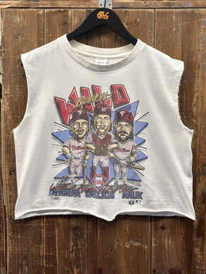 Philadelphia Phillies Vintage 1993 Wild Bunch Cutoff Cropped Tee White ABC Vintage 