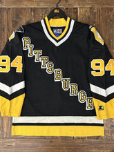 Load image into Gallery viewer, Pittsburgh Penguins Vintage 90s Starter Gin And Juice Starter Hockey Jersey Black Yellow ABC Vintage 