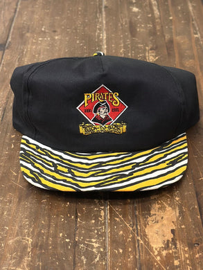 Pittsburgh Pirates Vintage 1990-1991 Yellow Black White Zebra Brim Snapback Black ABC Vintage 