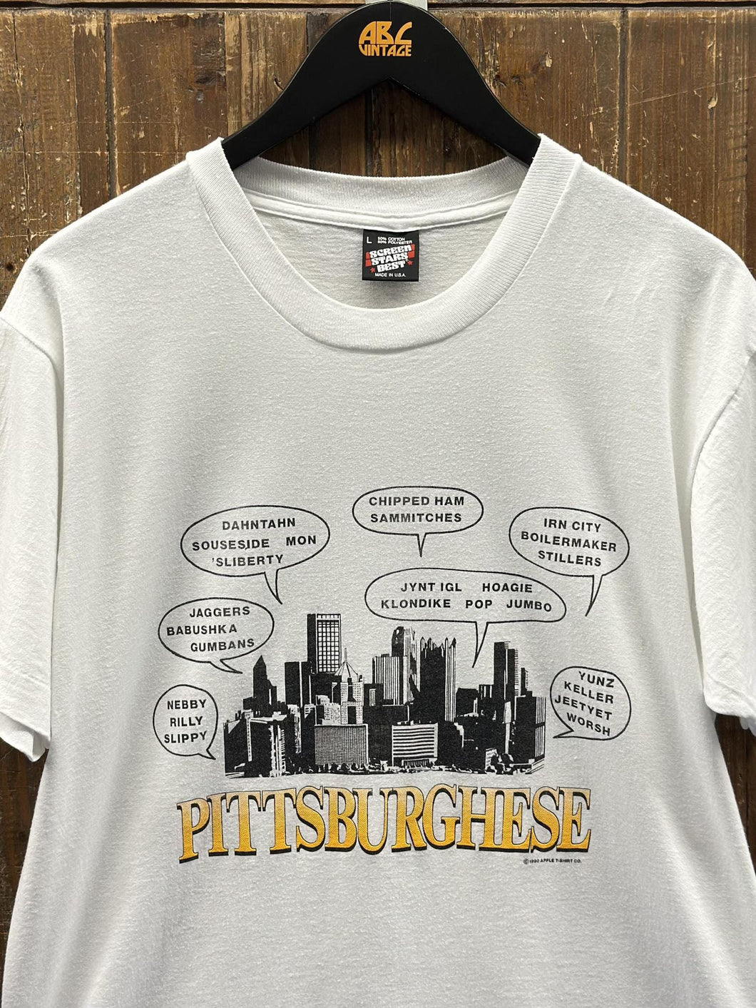 Pittsburghese Vintage 1990 Tee White ABC Vintage 