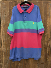 Load image into Gallery viewer, Ralph Lauren Vintage Youth Polo Shirt Bright Pink Blue Teal ABC Vintage 