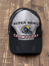 Load image into Gallery viewer, Rams Super Bowl Champions Vintage 2000 Racing Hat Black Silver ABC Vintage 