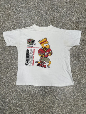 San Francisco 49ers Vintage 80s Bart Simpson Back To Back Rare Bootleg Paper Thin ABC Vintage L 