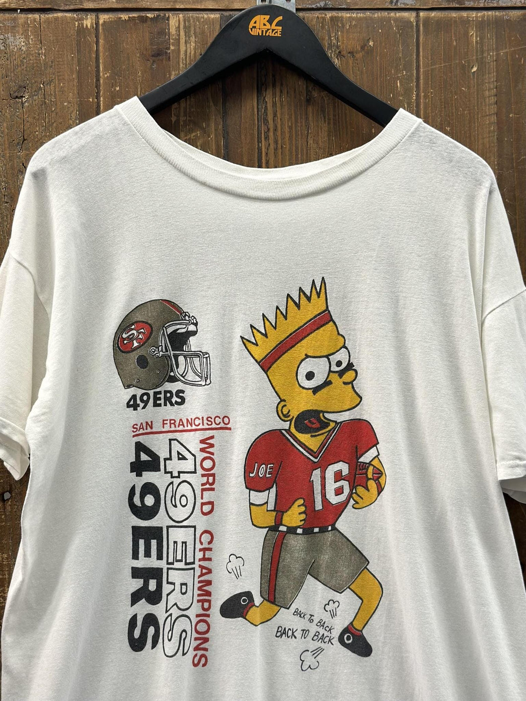 San Francisco 49ers Vintage 90s Bart Simpson Back To Back Tee Aged