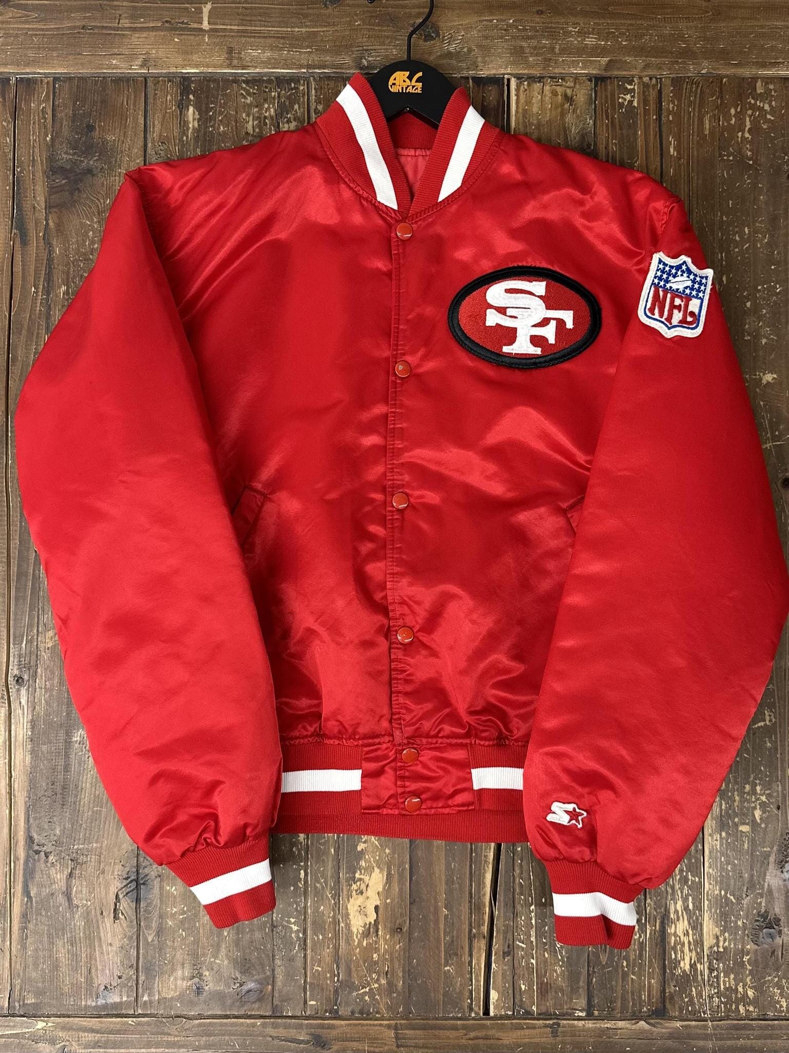 San Francisco 49ers Vintage 90s Starter Satin Bomber Jacket Red 