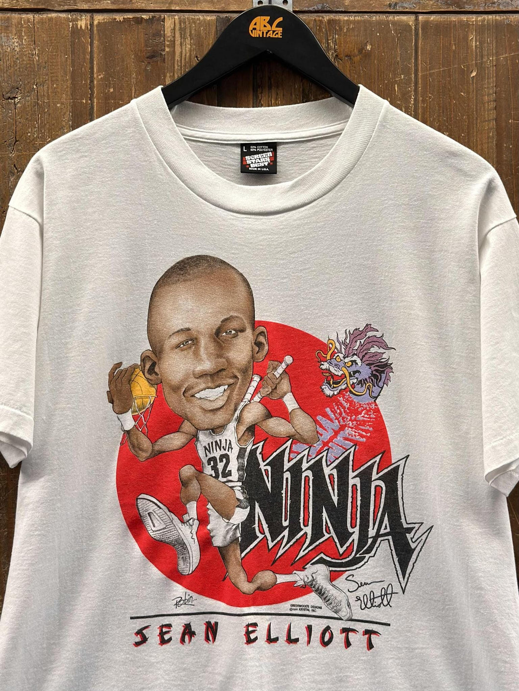 Sean Elliott Ninja Vintage 1991 Tee White ABC Vintage 