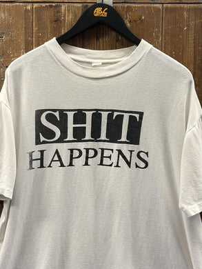 Shit Happens Vintage 80s Boxy Tee Faded White ABC Vintage 