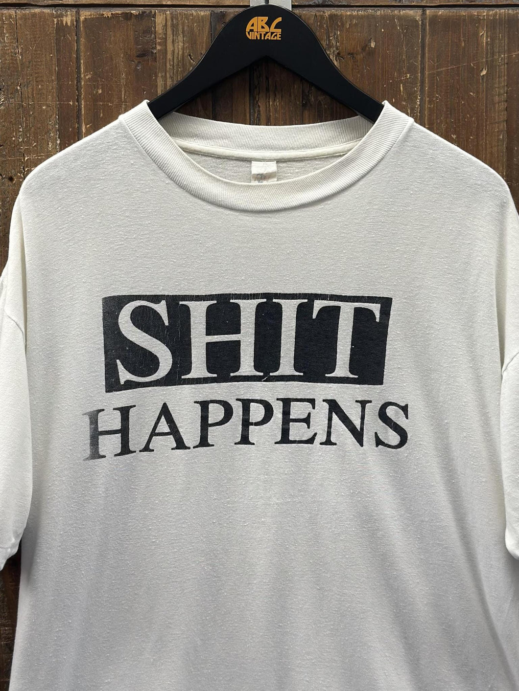 Shit Happens Vintage 80s Tee Faded White ABC Vintage 