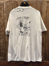 Load image into Gallery viewer, Skate Swiftly And Carry A Big Stick Vintage 90s College Thrashed Tee Painted Faded White ABC Vintage 