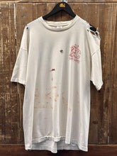 Load image into Gallery viewer, Skate Swiftly And Carry A Big Stick Vintage 90s College Thrashed Tee Painted Faded White ABC Vintage 