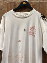 Load image into Gallery viewer, Skate Swiftly And Carry A Big Stick Vintage 90s College Thrashed Tee Painted Faded White ABC Vintage 