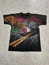Load image into Gallery viewer, Speedway Truck Vintage 90s All Over Print Faded Black ABC Vintage 