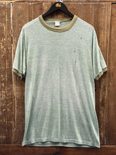 Load image into Gallery viewer, Sportswear Vintage 70s Ringer Tee Paper Thin Faded Green ABC Vintage 