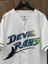 Load image into Gallery viewer, Tampa Bay Devil Rays Vintage 90s Russell Baseball Jersey White ABC Vintage 