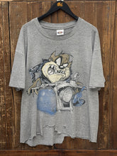 Load image into Gallery viewer, Taz Vintage 1995 Cropped Bike Tee Thrashed Faded Paper Thin Grey ABC Vintage 